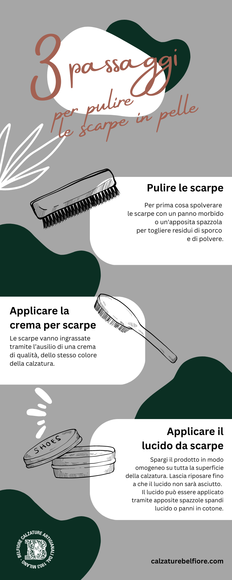 Infografica come pulire le scarpe in pelle 